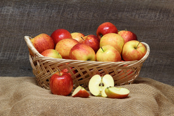 Autumn still life with beautiful ripe apples