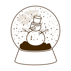 snow man in crystal ball isolated icon