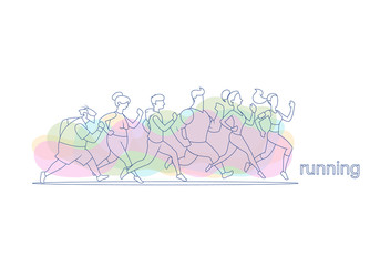 people of different ages running train preparing for a marathon.
