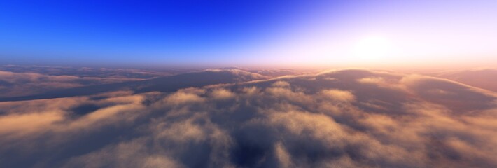 Over the clouds, A panorama of clouds, top view,
