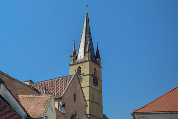 Fototapeta premium Panoramic View Of The Lutheran Cathedral of Saint Mary, Sibiu, Romania