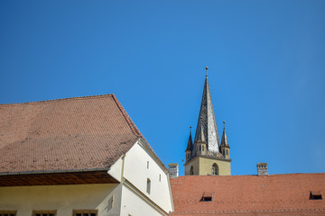Obraz premium Panoramic View Of The Lutheran Cathedral of Saint Mary, Sibiu, Romania