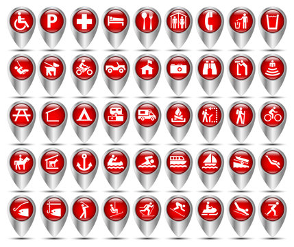 GPS markers park  maps red