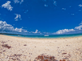 VIew of the sea from Pointe d'Esny beach located in the south east of Mauritius