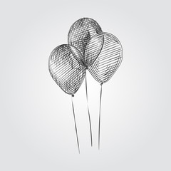 Hand Drawn balloons Sketch Symbol isolated on white background. Vector balloons In Trendy Style. Party hand drawing sketches elements