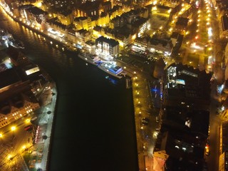 Gdansk by night aerial view