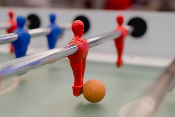 Detail of players on football table soccer