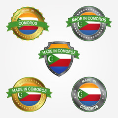 Design label of made in Comoros. Vector illustration
