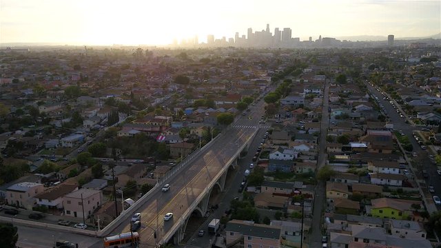 Downtown Los Angeles Aerial from Boyle Heights Bridge