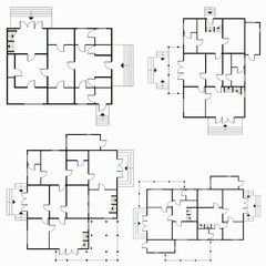 Architectural blueprint in top view background. Vector technical project background illustration
