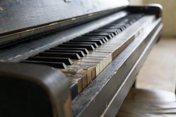 Old wooden piano. Czech Republic