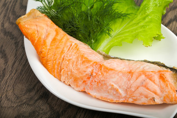 Steamed salmon
