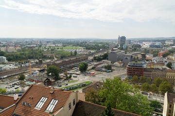 Brno, Czech Republic - Sep 12 2018: View to the streets of Brno city center. Czech Republic
