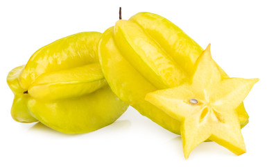 Fototapeta na wymiar star fruit carambola or star apple ( starfruit ) isolated on white background with clipping path