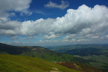 landscape with mountains and clouds