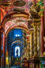 Fototapeta na wymiar Interior of Fara, St. Mary's Basilica in Poznan, Poland
