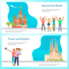 Travel banner template design set