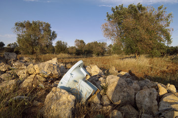 Wc abandoned in the countryside with great degradation of the environment