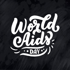 World AIDS Day. The trend calligraphy. Vector illustration on background. 3D Lettering. Concept postcards about AIDS.