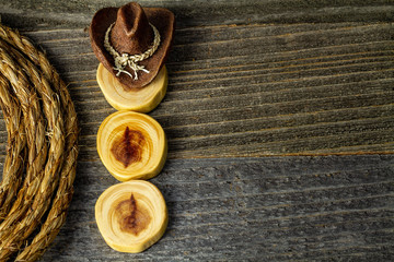 Cowboy Snowman on Wooden Background