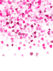 Hearts confetti flying vector background graphic design.