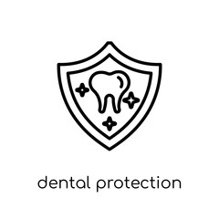 Dental Protection icon. Trendy modern flat linear vector Dental Protection icon on white background from thin line Dentist collection