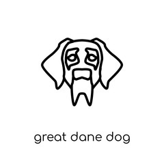 Great Dane dog icon. Trendy modern flat linear vector Great Dane dog icon on white background from thin line dogs collection