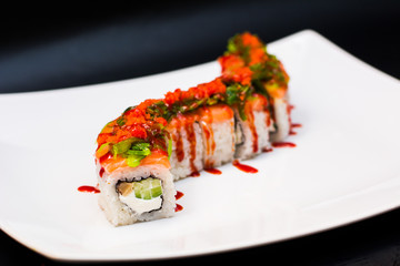 food dish sushi cocktails menu