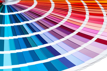 Color palette, guide of paint samples, close-up of colored catalog