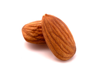Obraz na płótnie Canvas Whole California Almonds on a White Background
