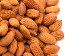 Whole California Almonds on a White Background