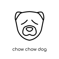 Chow Chow dog icon. Trendy modern flat linear vector Chow Chow dog icon on white background from thin line dogs collection
