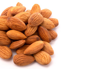 Whole California Almonds on a White Background