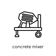 Concrete mixer icon. Trendy modern flat linear vector Concrete mixer icon on white background from thin line Construction collection