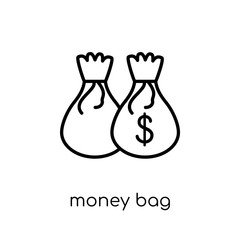 Money bag icon. Trendy modern flat linear vector Money bag icon on white background from thin line Cryptocurrency economy and finance collection