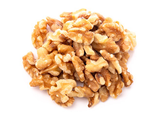 Pile of Healthy Walnuts on a White Background