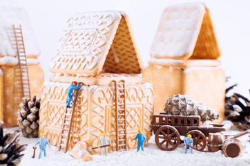 Photo of a christmas cookie house and toys