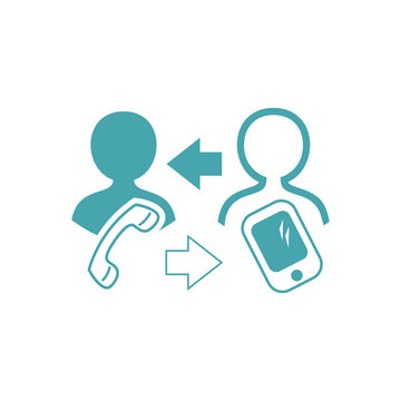 Vector illustration contact information. Communication of people by phone. Tube of a stationary telfon and mobile.