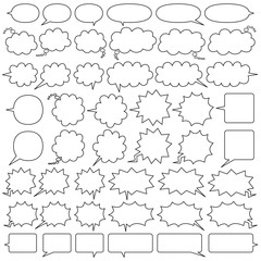 六種の漫画風フキダシベーシック(線画のみ)