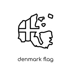 Denmark flag icon. Trendy modern flat linear vector Denmark flag icon on white background from thin line Country Flags collection