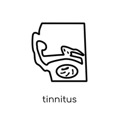 Tinnitus icon. Trendy modern flat linear vector Tinnitus icon on white background from thin line Diseases collection