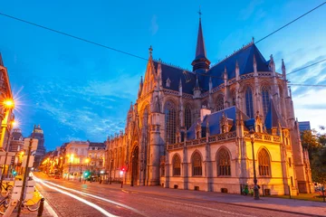 Foto op Aluminium Church of Our Blessed Lady of the Sablon at sunset, Brussels, Belgium © Kavalenkava