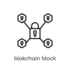 blokchain block icon. Trendy modern flat linear vector blokchain block icon on white background from thin line Cryptocurrency economy and finance collection, outline vector illustration