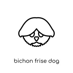 Bichon Frise dog icon. Trendy modern flat linear vector Bichon Frise dog icon on white background from thin line dogs collection
