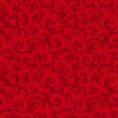  Naadloze bloemenpatroon met elementen van folk stijl. Donker rode achtergrond. Vector illustratie. © tinkerfrost