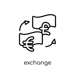Obraz premium Exchange icon. Trendy modern flat linear vector Exchange icon on white background from thin line Cryptocurrency economy and finance collection