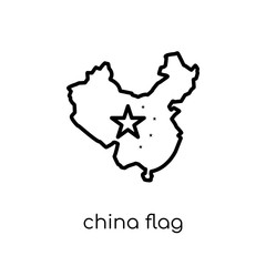 China flag icon. Trendy modern flat linear vector China flag icon on white background from thin line Country Flags collection