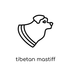 Tibetan Mastiff dog icon. Trendy modern flat linear vector Tibetan Mastiff dog icon on white background from thin line dogs collection