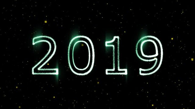  Happy new year 2019 celebration on night  sky background. 