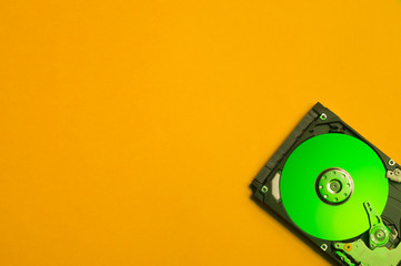 Colorful hdd. open hard disk drive. the concept of data storage. data array. hard drive from the computer. copy space